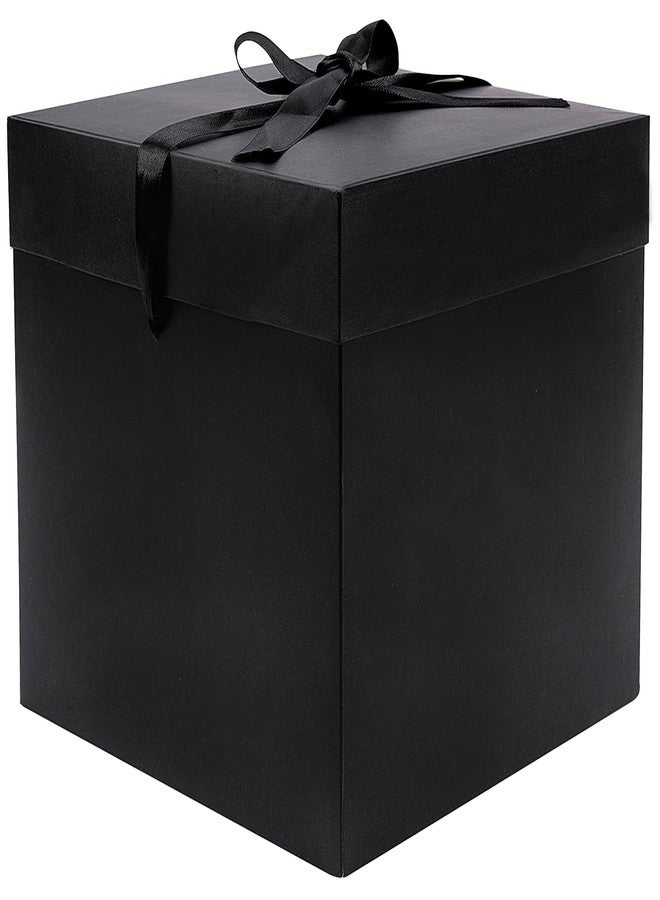 Elephantpackage Elephant-package Medium Gift Box with Lids, Ribbon and Paper Filler, for Men Women Birthdays, Father's Day, Bridal Showers, Weddings, Baby Showers - Collapsible, 8.7", 1 Pack, Black - Image 1
